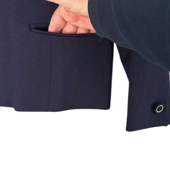 Susan Bristol VTG 100% Wool Blazer Women's 10 Navy Career Lined Pockets - Picture 6 of 8